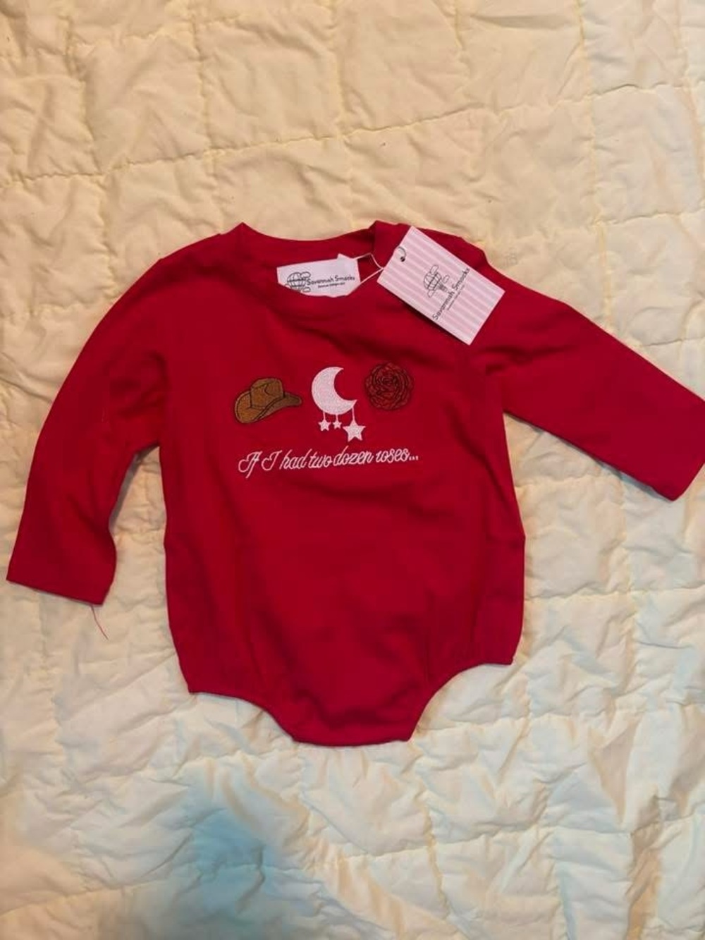 Savannah Smocks New with tags country music Two Dozen Roses Embroidered Bubble